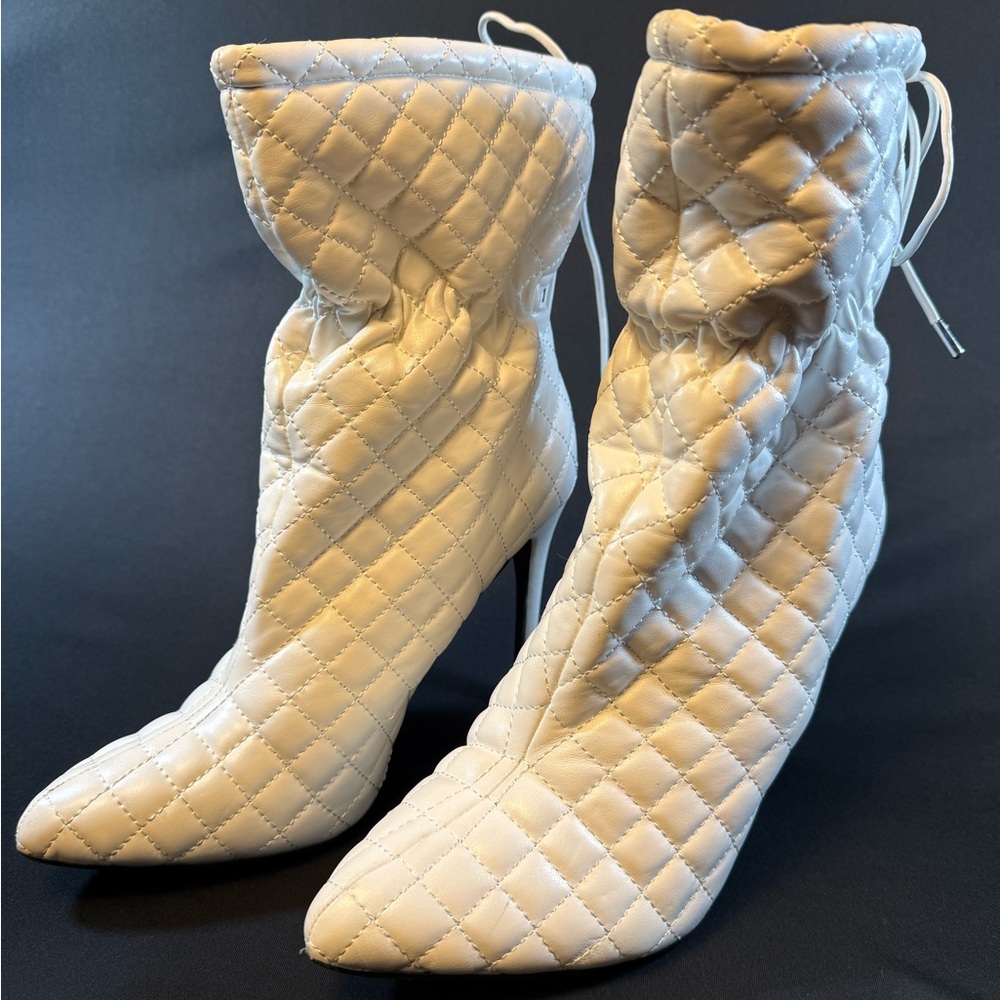 Quilted White Women's Boots